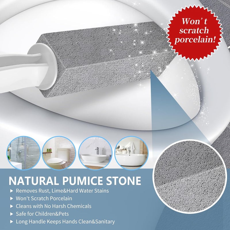 Laiyeoy Toilet Bowl Cleaner Pumice Stone -Hard Water Stain Remover, Powerfully Removes Toilet Bowl Rings，Rust &Lime，Ideal for Toilet Brush/BBQ Grills/Sink/Pool/Bathroom【2Pack】 (Extra Long Handle) - Image 3